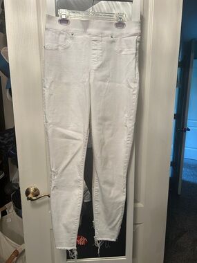 Spanx White Distressed Skinny Jeans